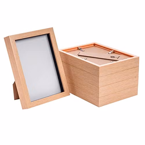 Nicola Spring Minimalist Rectangular 3D Shadow Box Photo Frame, Brown, A5, W/D/H: 23.5 x 15.24 x 3.5 cm, Pack of 5 – 1