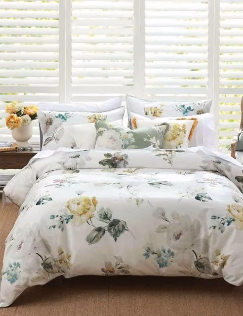 MM Linen Ari Floral Pure Cotton Bedding Set, White, 140 x 200 cm