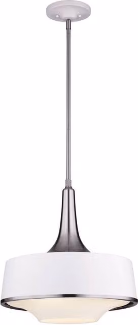 Elstead Holloway 4 Light Dome Ceiling Pendant in White and Silver with E27 Metal and Glass Construction