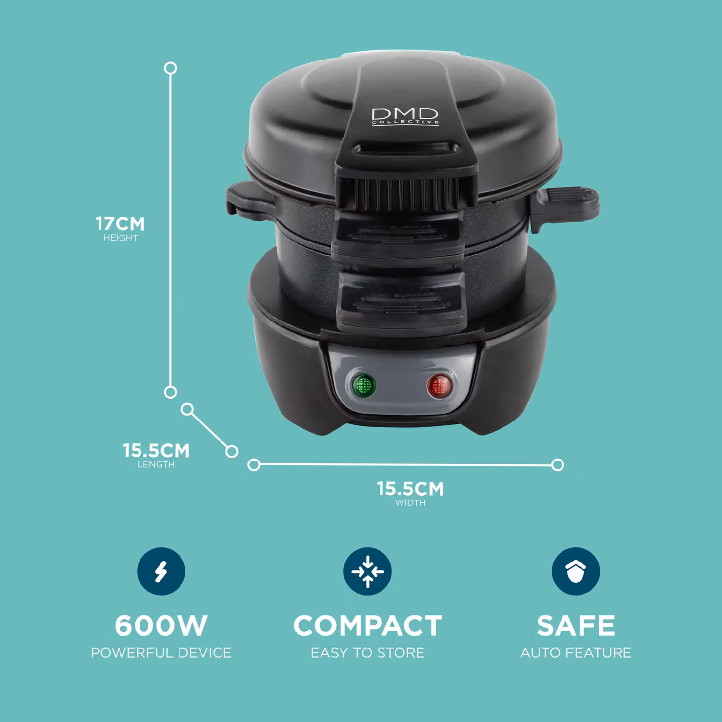 DMD Collective Electric Breakfast Sandwich and Egg Maker in Black – 2