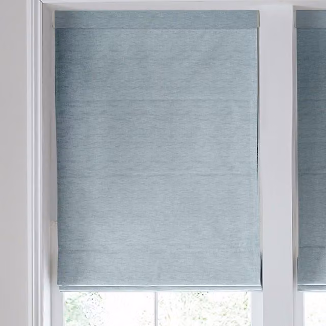 Laura Ashley Whinfell Made to Measure Blackout Roman Blind in Mid Seaspray Blue