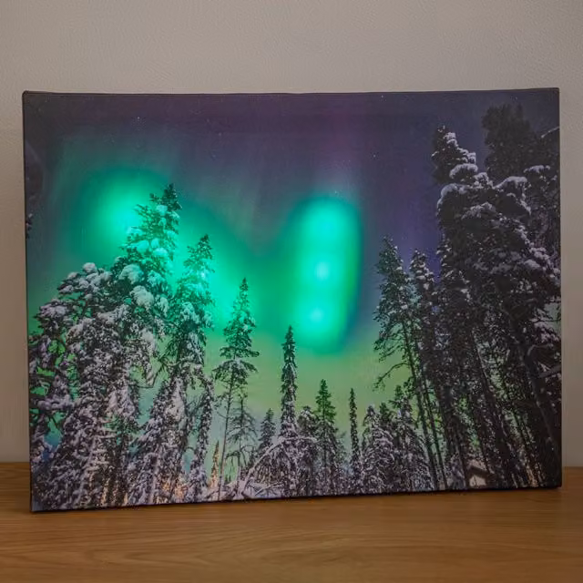 Samuel Alexander Aurora Canvas Christmas Wall Art, Multicolour and White, W: 40 cm, H: 30 cm