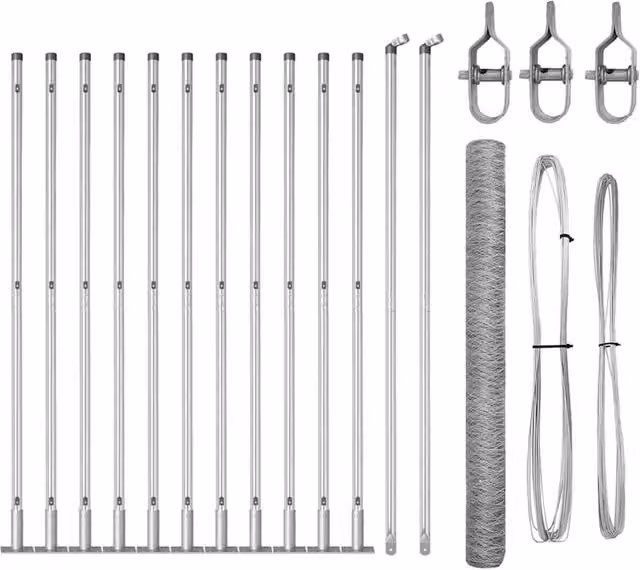 Berkfield Home Hexagon Fence in Silver Galvanised Steel, H: 160 cm x W: 25 m – 1