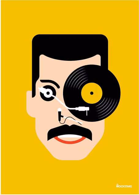 Mockstars Freddie Modern Art Print, Yellow, A4