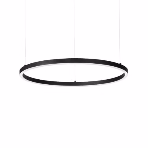 Ideal Lux Oracle Slim Round Integrated LED Pendant Ceiling Light, Black, 2700K, W: 90 cm
