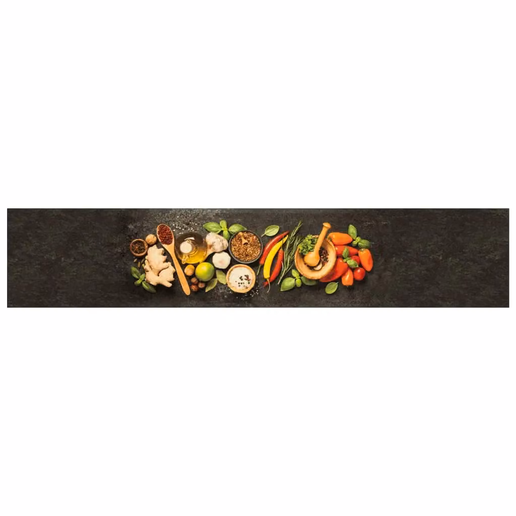 Berkfield Home Spices Washable Kitchen Rug in Black, W/D/H: 60 x 300 cm – 2
