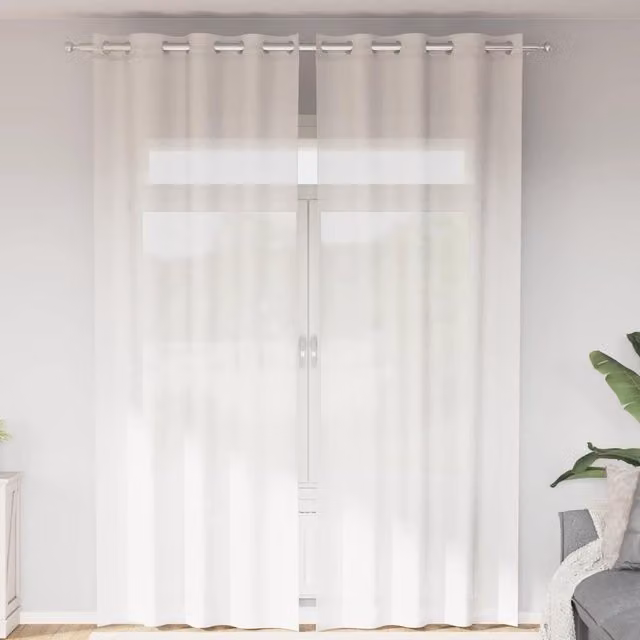 Berkfield Home White Semi-Transparent Voile Fabric Panel Curtains with Eyelets, 2 Pack