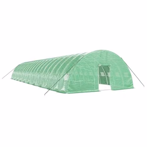 vidaXL Greenhouse with Green Steel Frame and Plastic Cover, W: 20 m, D: 6 m, H: 2.85 m
