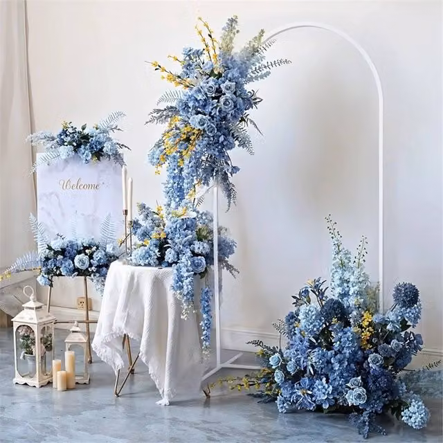 Nordara Set of 3 White Metal Wedding Arch and Floral Balloon Backdrop Stands, H: 220 cm, W: 120 cm, D: 3 cm