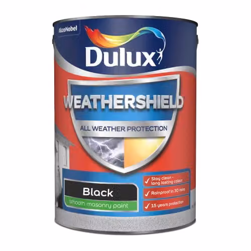 Dulux Mould Resistant Water Based Smooth Masonry Paint, Black, 5L – 3