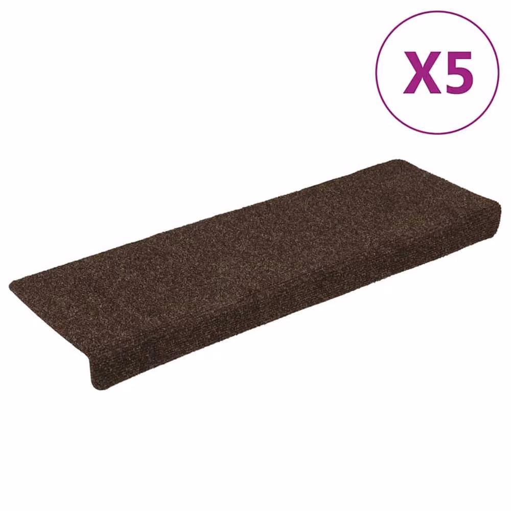 Berkfield Home Needle Punch Stair Mats, 15 Piece Set, Brown, W/D/H: 65 x 21 x 4 cm – 2