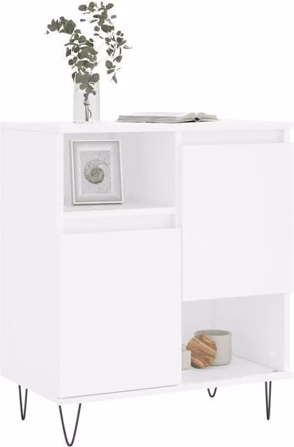 Berkfield Home White Sideboard in Matt Engineered Wood, W/D/H: 60 x 35 x 70 cm