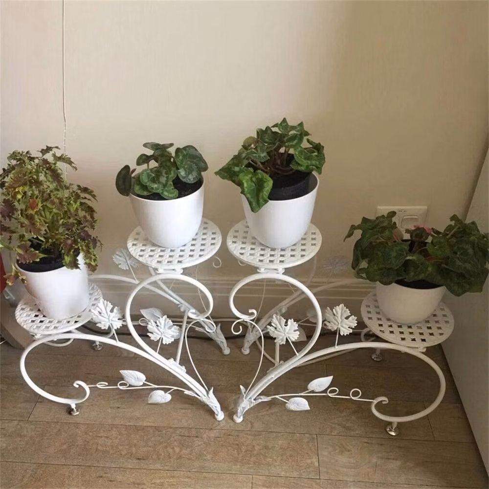 EONLION Wrought Iron Plant Shelf in White Matt Metal – 3
