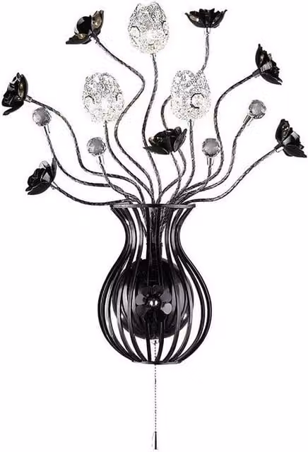 Netlighting Bonita Black Aluminium and Crystal 3-Light Wall Lamp with G4 Bulbs – 1