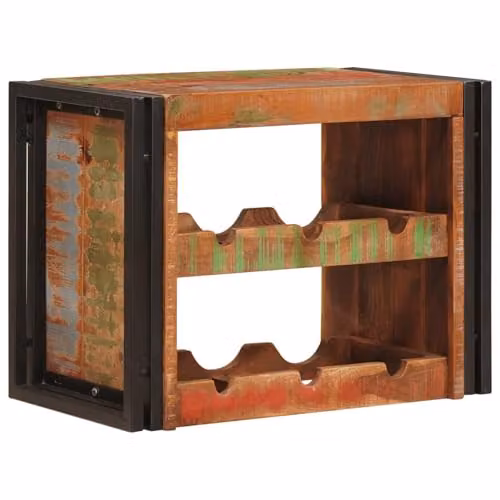vidaXL Industrial Wall-Mounted Wine Rack in Brown, Solid Wood and Metal, W: 60 cm, D: 33 cm, H: 60 cm