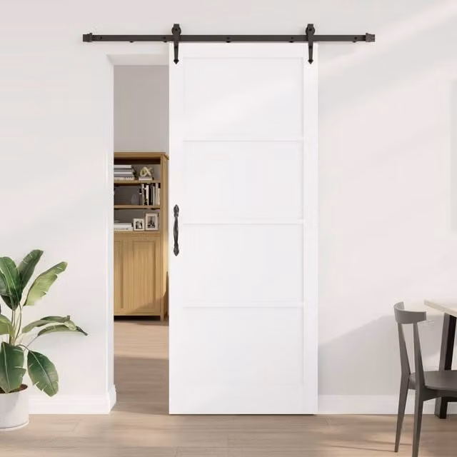Berkfield Home Modern Sliding Door with Hardware Set in White Lacquered Solid Wood, W: 93 cm, H: 232 cm – 1
