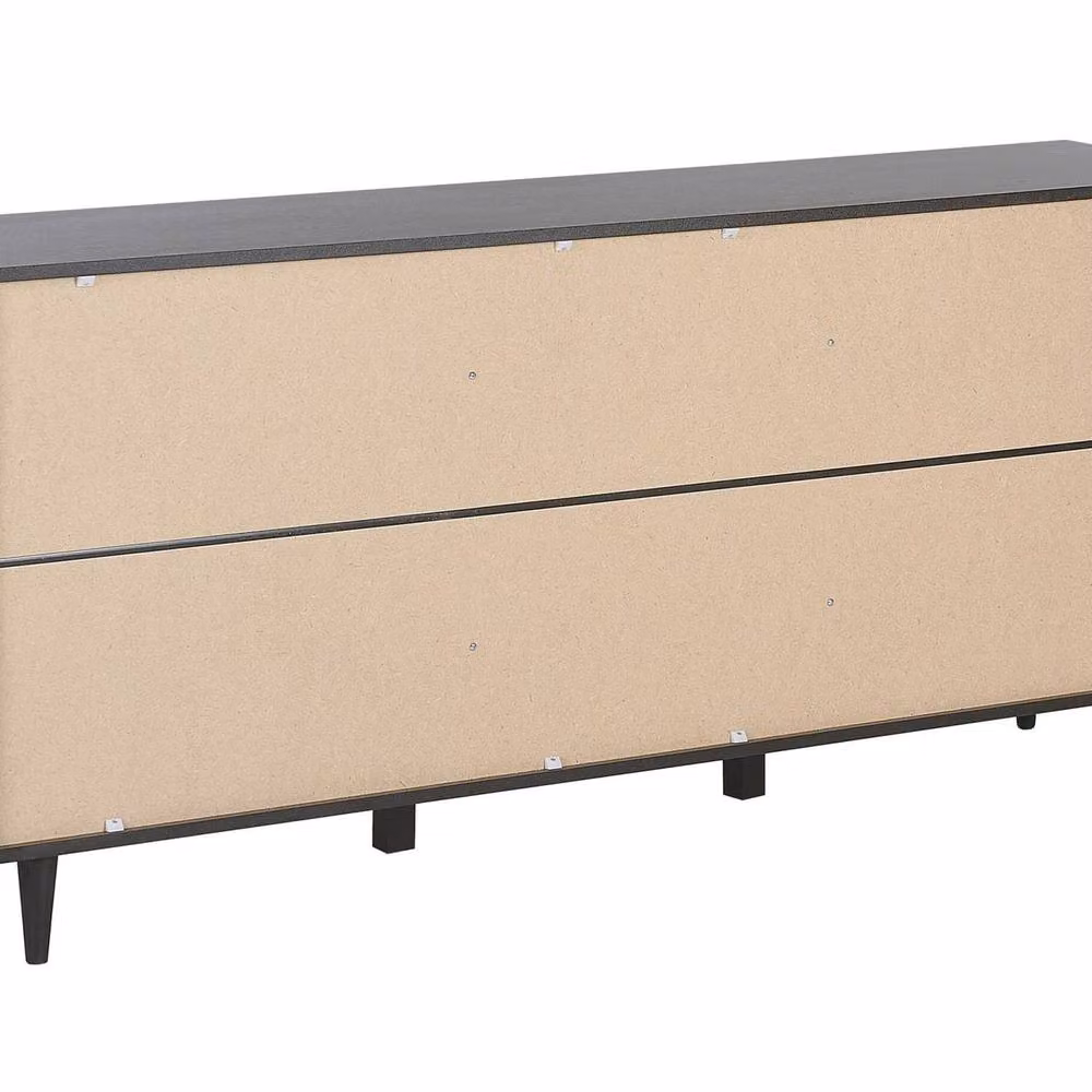 Wyld and Coco Black Sideboard with Dark Wood Panels, 3 Drawers and 2 Doors, W: 160 cm, D: 40 cm – 4