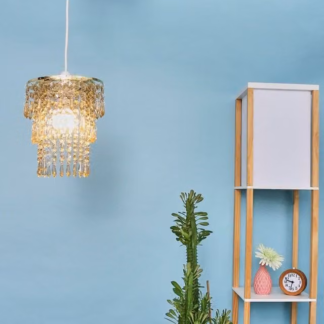 ValueLights Gold and Brass Crystal Droplet Ceiling Pendant Light Shade