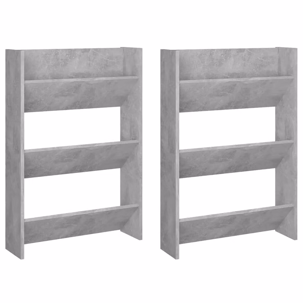 Berkfield Home Wall Mounted Shoe Cabinets, 2 Piece Set, Concrete Grey, W/D/H: 60 x 18 x 90 cm – 2