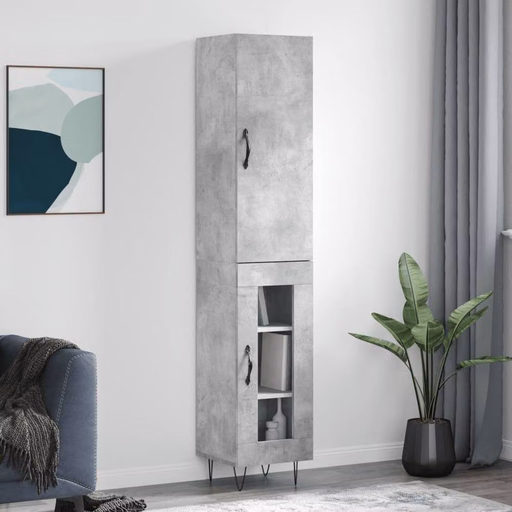 Berkfield Home Highboard in Concrete Grey, H 180 x W 34.5 x D 34 cm – 2