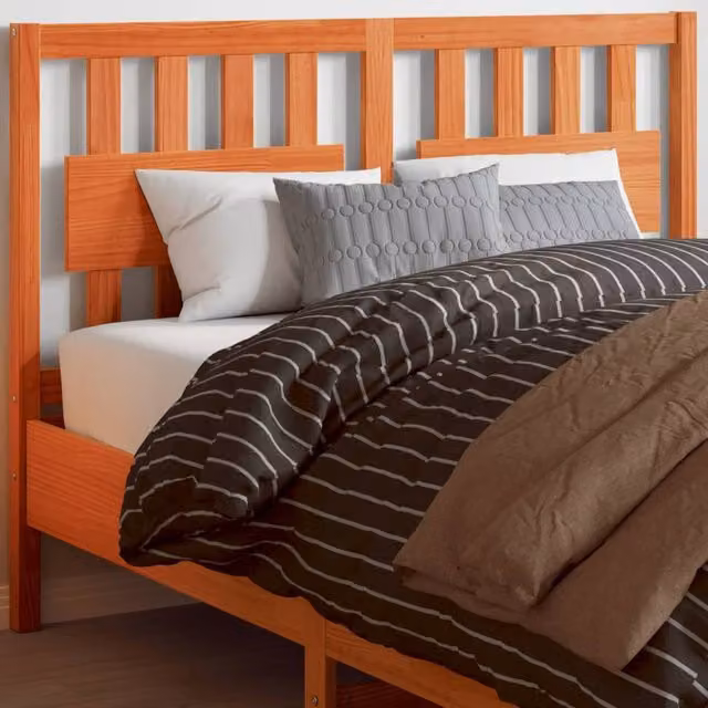 Berkfield Home Rustic Solid Wood Pine Headboard in Wax Brown, Width: 135 cm – 1