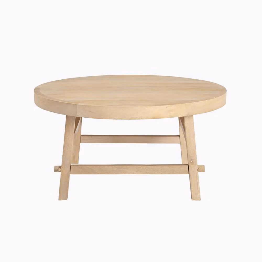 FurnitureboxUK Rockies Round White Oak and Mango Wood Coffee Table in Brown – 2