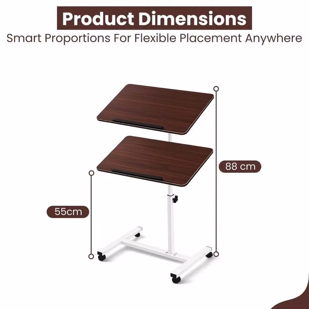 EONLION Brown Portable Laptop Table with Height Adjustable and Folding Top – 2