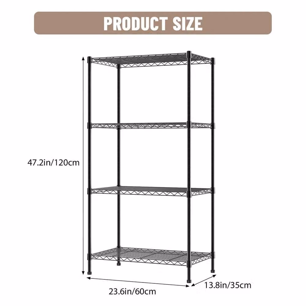 SPETLEK 4 Tier Black Metal Storage Rack with Adjustable Shelves – 2