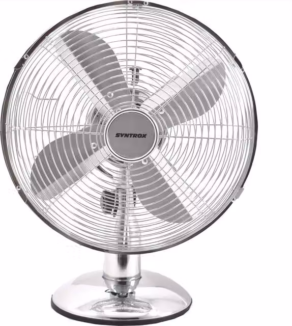 Dyzi 12 Inch Metal Oscillating Table Fan with 3 Speeds and Adjustable Tilt, Silver or White, 35W