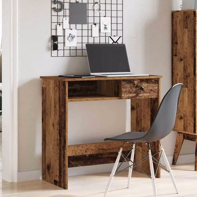 Berkfield Home Rustic Brown Decorative Writing Desk in Engineered Wood, W/D/H: 80 x 40 x 75 cm