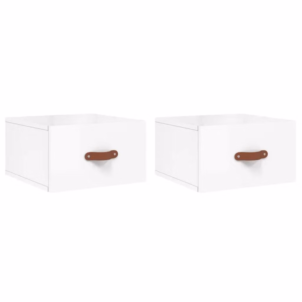 Berkfield Home Wall-mounted Bedside Cabinets, 2 Pack, High Gloss White, W/D/H: 35 x 35 x 20 cm