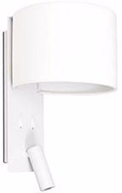 Faro White Metal LED Wall Light with Fabric Shade and Reading Light