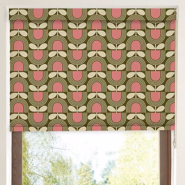 Orla Kiely Striped Tulip Blackout Made To Measure Roller Blind in Green, Pink and Multicolour