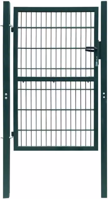 Berkfield Home Single 2D Steel Fence Swing Gate, Green, W: 106 cm, H: 190 cm