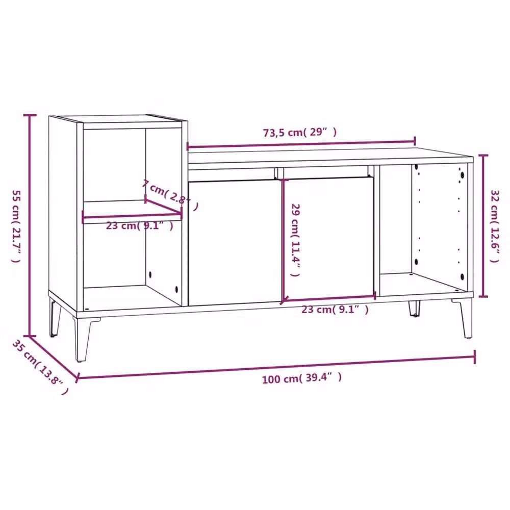Berkfield Home Smoked Oak TV Cabinet in Brown, W/D/H: 100 x 35 x 55 cm – 6