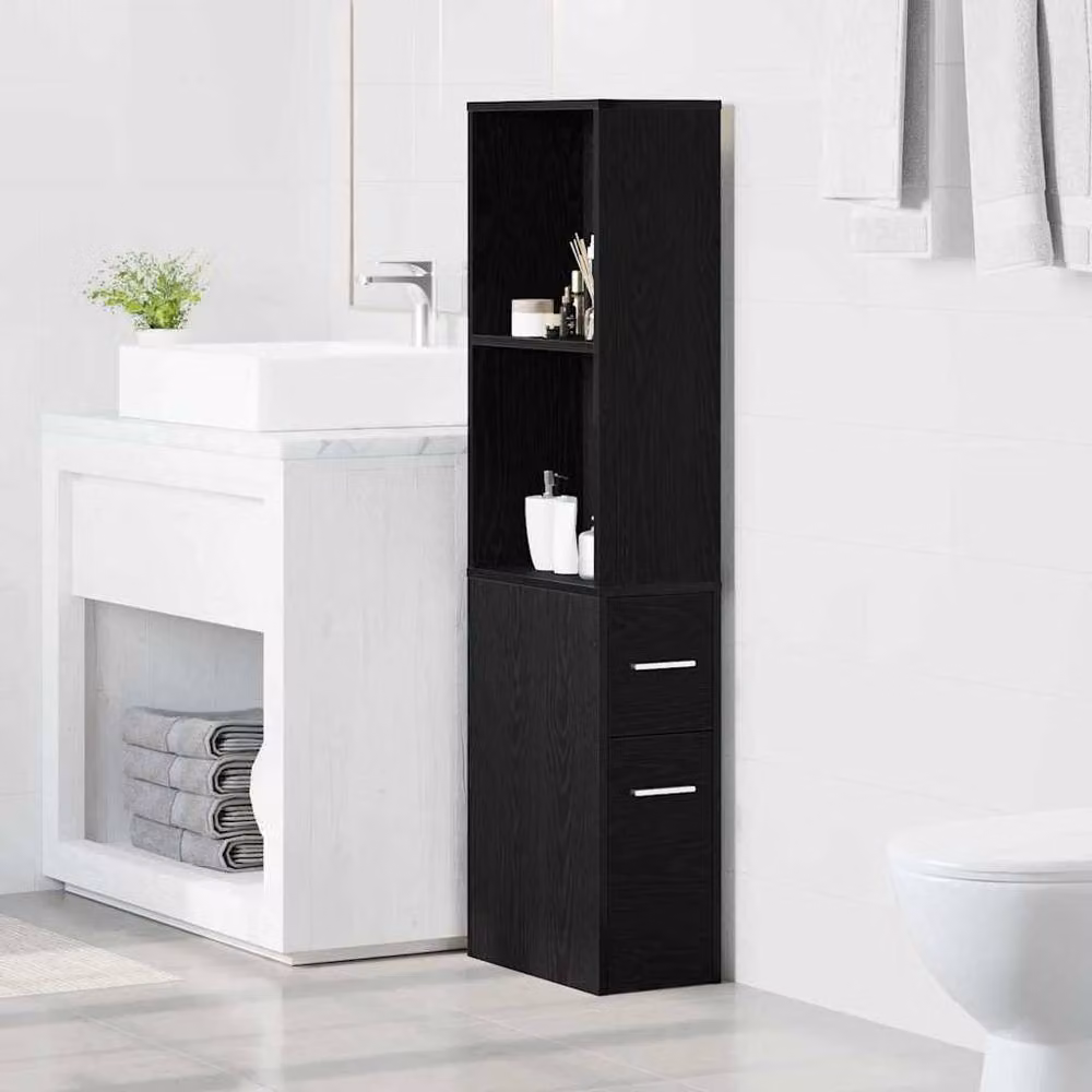Berkfield Home Narrow Black Oak Bathroom Cupboard, W/D/H: 41 x 41 x 135 cm – 2