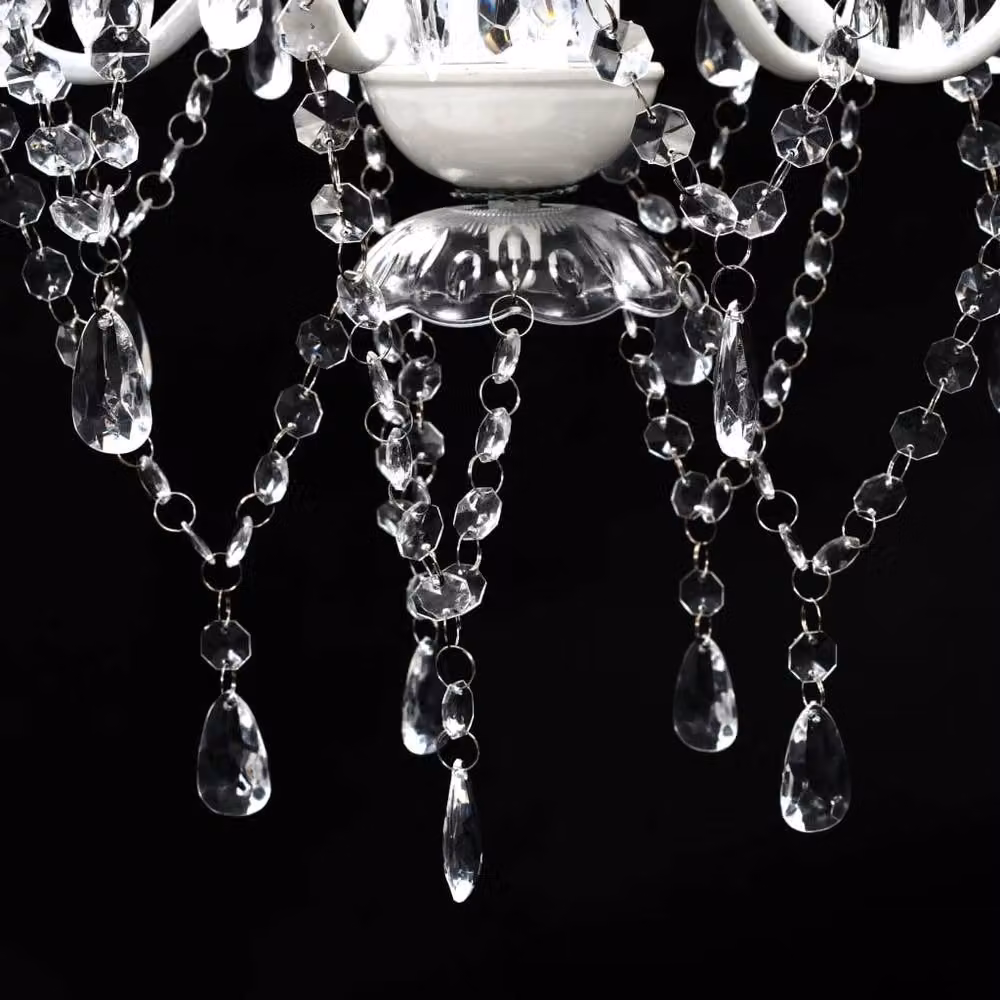 Berkfield Home Classic Suspended Chandelier in White with Transparent Glass, 5 Bulbs, W/D/H: 40 x 40 x 40 cm – 4