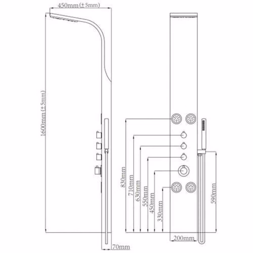 SPETLEK Shower Tower Panel with Handset and 4 Body Jets, Polished Chrome and Silver – 2