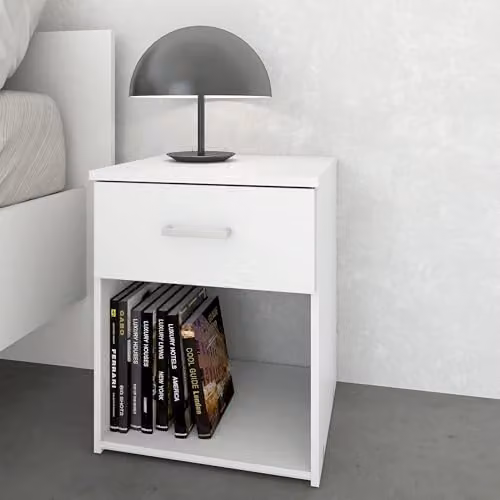 Furniture To Go Space 1-Drawer Bedside Table in White – 4