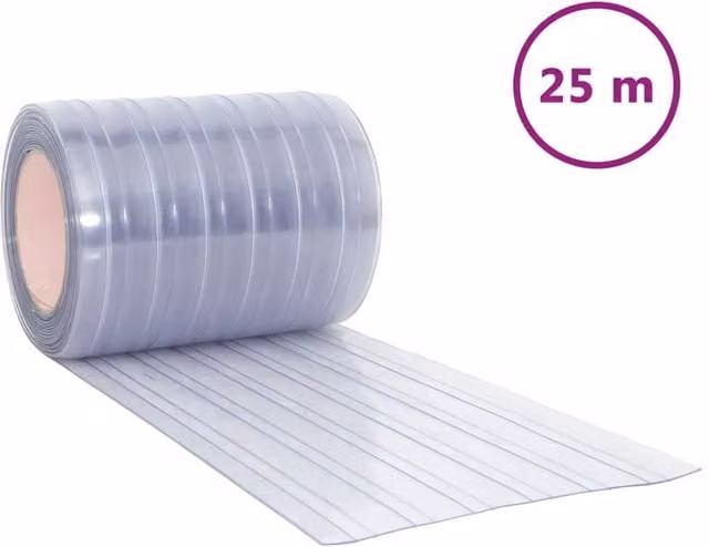 Berkfield Home Transparent PVC Door Curtain Strips, Clear, Width: 300 mm, Length: 25 m