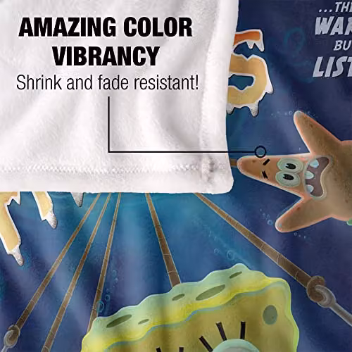 LOGOVISION Spongebob Beware The Hooks Super Soft Fleece Throw Blanket, Multicolour, W: 152 cm, D: 127 cm – 3