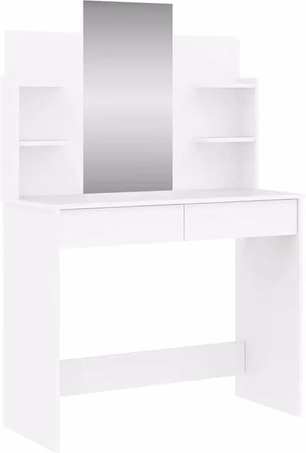 Berkfield Home Dressing Table with Mirror in White, W/D/H: 96 x 39 x 142 cm