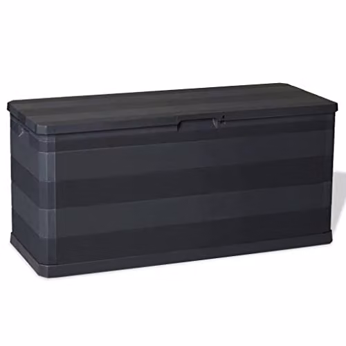 vidaXL Black Plastic Garden Storage Box W/D/H: 117 x 45 x 56 cm