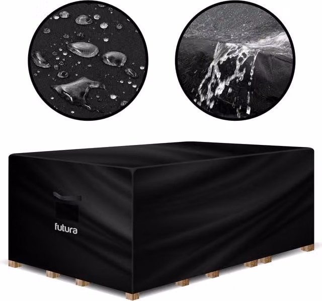 Futura Waterproof Rectangular Garden Furniture Cover in Black, 150 cm