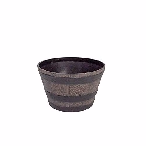 Thompson & Morgan Small Wooden Effect Barrel Planter in Brown or Grey – 1