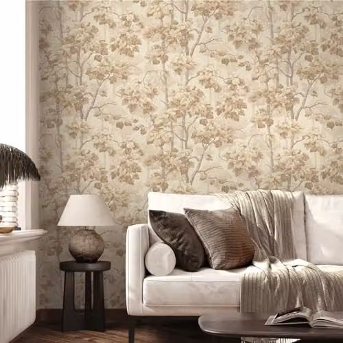 Belgravia Decor Giorgio Tree Natural Botanical Floral Vinyl Wallpaper in Sand and Beige – 2