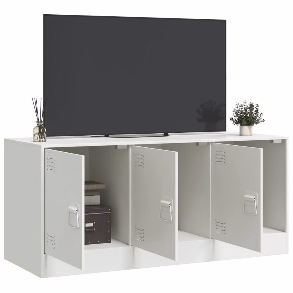 Berkfield Home White Metal TV Cabinet W: 99 cm, D: 39 cm, H: 44 cm – 2