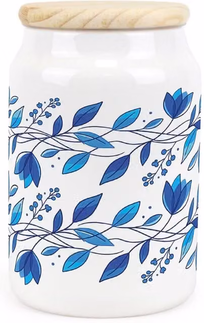 Purely Home Blue and White Floral Ceramic Storage Canister