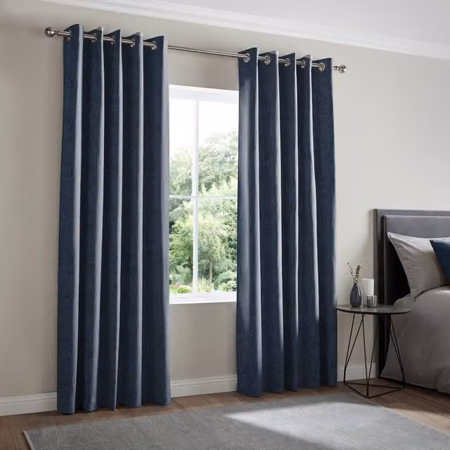 Terrys Lugano Made to Measure Blackout Eyelet Curtain Panel in Blue
