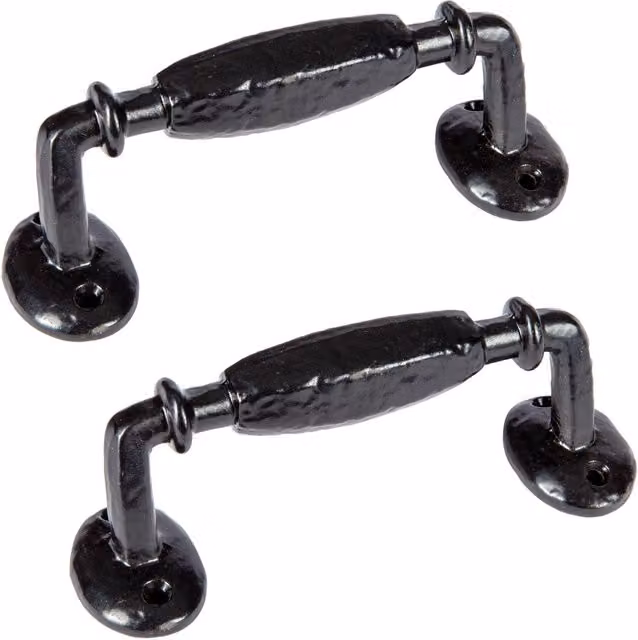 Hammer and Tongs Offset Wrought Iron Door Handle, Matt Black, Pack of 2 – 2